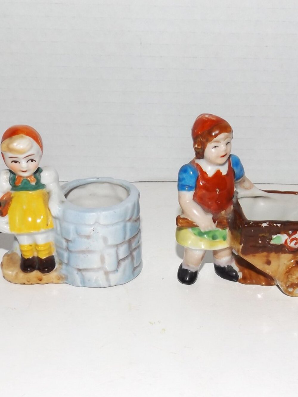 2 Vintage Japan Porcelain Mini Figurines Planters Succulents Air Plants